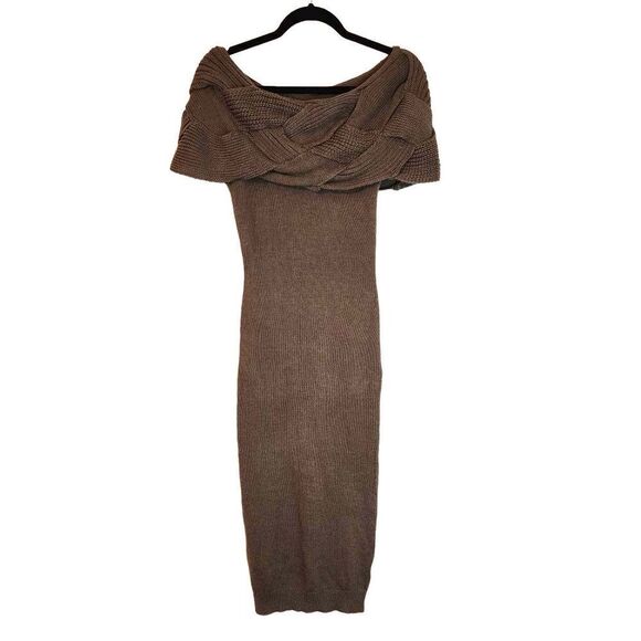 Almost Famous Dresses & Skirts - Almost Famous olive green off the shoulder sweater dress size small